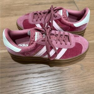 Adidas Women's Rose and White Sneakers